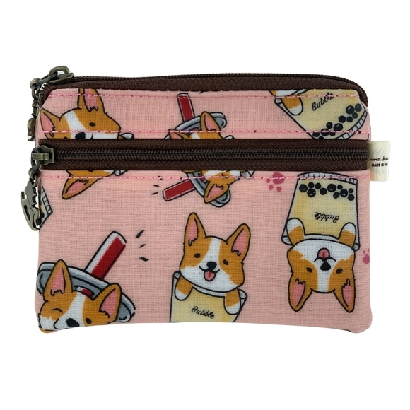 Uma Hana Handbags - Waterproof Boba Corgi Coin Purse Keychain Pouch Holder